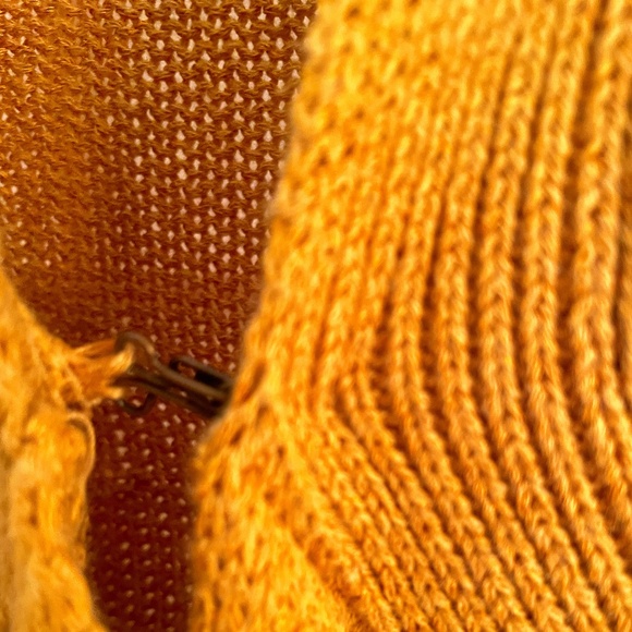 Anthropologie Sparrow Cardigan Fringe, Gold Mustard, multiple knit patterns, XS - Picture 8 of 11